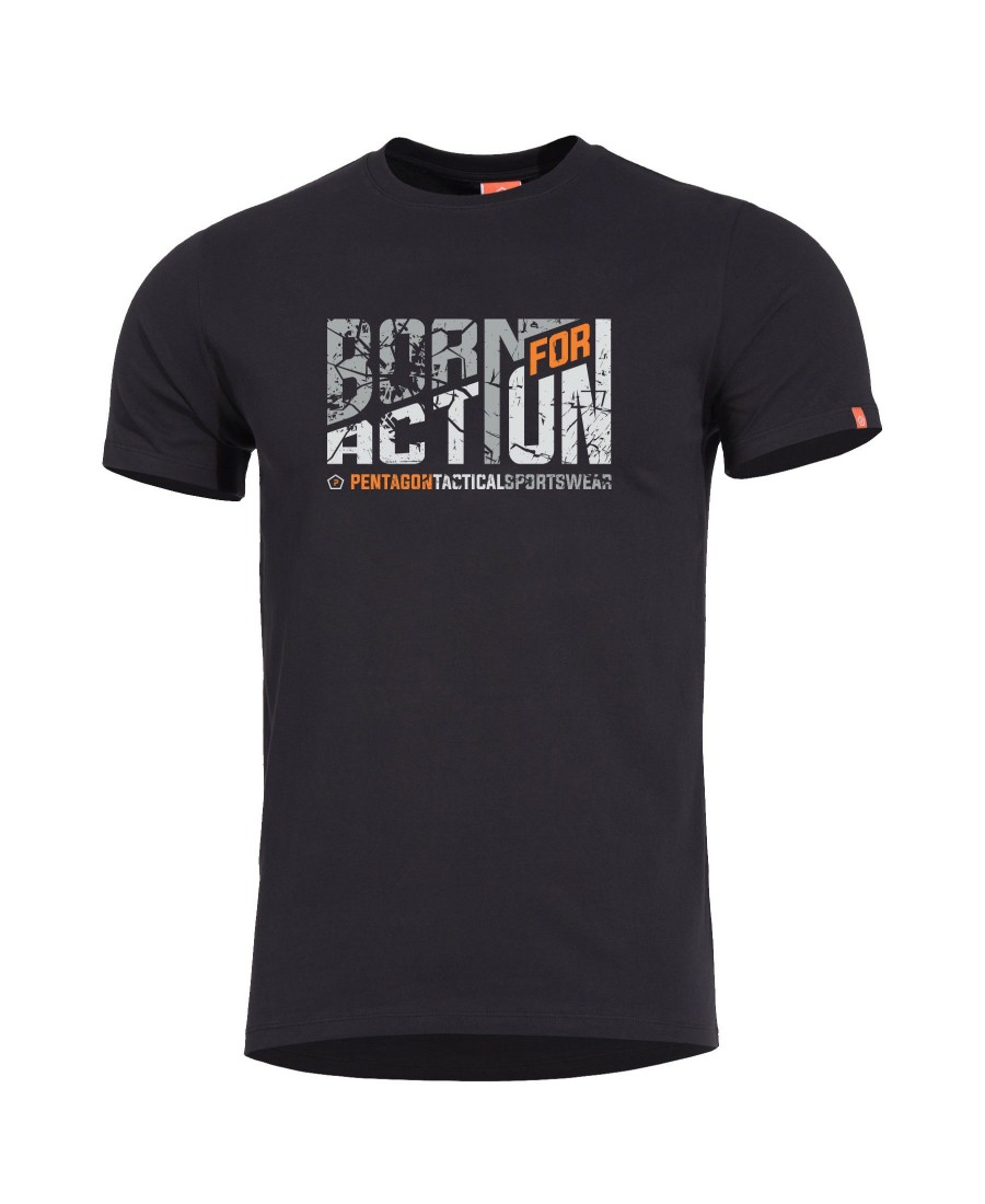 Clothing Pentagon Tactical Tees | Ageron "Born For Action" T-Shirt 01-Black