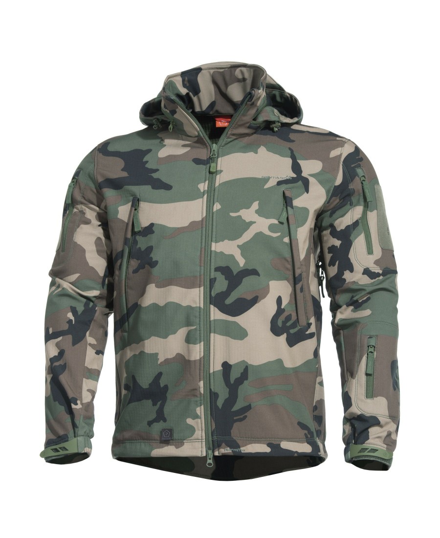 Clothing Pentagon Tactical Mid Layer | Artaxes Soft-Shell Woodland 51-Woodland